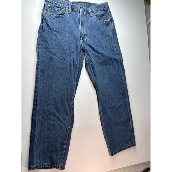 Levis 550 Jeans Mens 36x30 Blue Medium Wash Cotton Straight Fit Denim Workwear - Picture 1 of 7